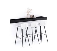 Mobili Fiver, Mensolone Da Bar Evolution 180x40, Nero Frassino, Tavolo a muro sospeso per Bar e Ristoranti, Cucina, Made in Italy