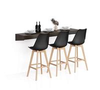 Mobili Fiver, Mensolone Da Bar Evolution 180x40, Noce Scuro con Caricatore Wireless, Tavolo a muro sospeso per Bar e Ristoranti, Cucina, Made in Italy