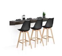 Mobili Fiver, Mensolone Da Bar Evolution 180x40, Noce Scuro, Tavolo a muro sospeso per Bar e Ristoranti, Cucina, Made in Italy