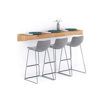 Mobili Fiver, Mensolone Da Bar Evolution 180x40, Rovere Rustico, Tavolo a muro sospeso per Bar e Ristoranti, Cucina, Made in Italy