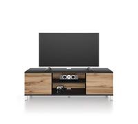 Mobili Fiver, Mobile Porta Tv Rachele, Nero Frassino e Rovere Rustico, 150 cmx42 cmx48 cm, Mobile Tv moderno per tv fino a 65'', Made in Italy