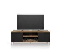 Mobili Fiver, Mobile Porta Tv Rachele, Rovere Rustico e Nero Frassino, 150 cmx42 cmx48 cm, Mobile Tv moderno per tv fino a 65'', Made in Italy