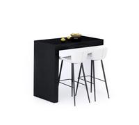 Mobili Fiver, Penisola Evolution 120x60, Nero Frassino, Tavolo Penisola Cucina per 4 persone, Made in Italy