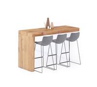 Mobili Fiver, Penisola Evolution 180x60, Rovere Rustico, Tavolo Penisola Cucina per 6 persone, Made in Italy