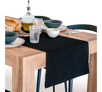 Mobili Fiver, Runner da Tavola Gioele in cotone 45x220, Nero, runner da tavola moderno Cotone 100%, Made in Italy