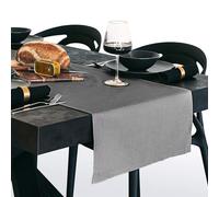Mobili Fiver, Runner da Tavola Gioele in cotone 45x260, Grigio scuro, runner da tavola moderno Cotone 100%, Made in Italy