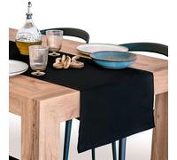 Mobili Fiver, Runner da Tavola Gioele in cotone 45x260, Nero, runner da tavola moderno Cotone 100%, Made in Italy
