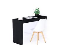Mobili Fiver, Scrivania Evolution 120x40, Nero Frassino con Una Gamba e Caricatore Wireless, Nobilitato, Scrivania moderna per Camera, Ufficio, Made in Italy