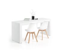 Mobili Fiver, Scrivania Evolution 180x60, Bianco Frassino con Due Gambe, NO, Scrivania moderna per Camera, Ufficio, Made in Italy