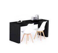 Mobili Fiver, Scrivania Evolution 180x60, Nero Frassino con Due Gambe e Caricatore Wireless, Nobilitato, Scrivania moderna per Camera, Ufficio, Made in Italy