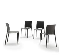 Mobili Fiver, Sedie Emma, Set da 4, Nero, Polipropilene Addizionato a Fibra di Vetro, Sedie moderne per Bar e Ristoranti, Cucina, Giardino, Soggiorno, Made in Italy