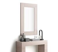 Mobili Fiver, Specchiera Rettangolare Evolution, 118 x 73 cm, Olmo Perla, Specchio per Camera, Corridoio, Ingresso, Soggiorno, Made in Italy
