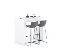 Mobili Fiver, Tavolo Alto Evolution 120x60, Bianco Frassino con Due Gambe e Caricatore Wireless, Tavolo Penisola Cucina per 4 persone, Made in Italy