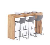 Mobili Fiver, Tavolo Alto Evolution 180x40, Rovere Rustico con Due Gambe, Tavolo Penisola Cucina per 3 persone, Made in Italy