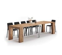 Mobili Fiver, Tavolo Consolle Allungabile Angelica, 45(305) x90 cm, Rovere Rustico, fino a 12 posti, Consolle da Soggiorno, Made in Italy