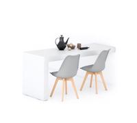 Mobili Fiver, Tavolo da pranzo Evolution 180x60, Bianco Frassino con Una Gamba, per 6 persone, Tavolo Da Pranzo Moderno Cucina, Made in Italy