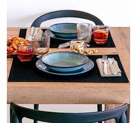 Mobili Fiver, Tovagliette Gioele in cotone 35x50, Set da 2, Nero, tovagliette americane da colazione Cotone 100%, Made in Italy