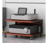 Mobili in teak, supporto mobile per stampante, a 2 ripiani, mobile per TV e giradischi, tavolino in legno per casa, ufficio e scuola (50 x 40 x 30 cm), elegante e funzionale