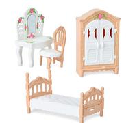 Mobili per Casa delle Bambole 1:12, Marrone, Set camera da letto B | Plastica resistente, Mobili simulazione casa, scene miniatura, Per costruttori diorama