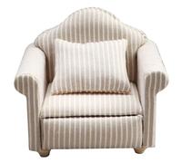 Mobili per casa delle bambole in scala 1/12 Divano per casa delle bambole vintage con cuscino Poltrona Mobili per soggiorno Struttura in tessuto di legno Sedia da lettura singola per la decorazione