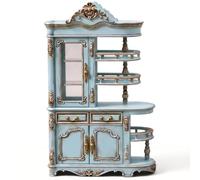 Mobili per case delle bambole, Scaffale per libri in miniatura decorato in scala 1:12, Mobili per riporre le case delle bambole per scene ed esposizioni di stanze miniatura, Blu