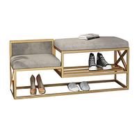 Mobili per corridoi- Scarpiera a 2 livelli for ingresso, scarpiera con cuscino in velluto, ripiano con ripiani alti e bassi, struttura in ferro dorato (Color : Gray Left, Size : 80cm(31.4"))