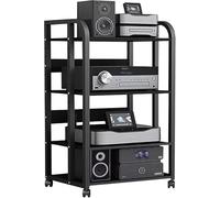Mobili per Hi fi,Mensola Rack,Mobile Stereo Hi fi Rack Hifi,Supporto Multimediale AV,Giradischi Rack con Ruote,Mobiletto Rack Audio a 3/4 Livelli in Legno e Telaio in Metallo,for Sog(Size:50x40x100cm)