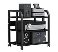 Mobili per Hi fi,Mensola Rack,Mobile Stereo Hi fi Rack Hifi,Supporto Multimediale AV,Giradischi Rack con Ruote,Mobiletto Rack Audio a 3/4 Livelli in Legno e Telaio in Metallo,for Soggiorno(50x40x79cm)