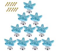 Mobili Pomelli, Lommer 10 pezzi Stella Marina in Ceramica Mobili Manopola Rotonda Fashion Manico in Porcellana Bambini Pomello per Cassetto/Armadi/Armadio, Ceramica, Blu, 3.4*3.4*2.4cm