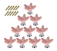 Mobili Pomelli, Lommer 10 pezzi Stella Marina in Ceramica Mobili Manopola Rotonda Fashion Manico in Porcellana Bambini Pomello per Cassetto/Armadi/Armadio, Ceramica, Rosa, 3.4*3.4*2.4cm