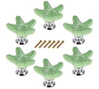 Mobili Pomelli, Lommer 6 pezzi Stella Marina in Ceramica Mobili Manopola Rotonda Fashion Manico in Porcellana Bambini Pomello per Cassetto/Armadi/Armadio, Ceramica, Verde, 3.4*3.4*2.4cm