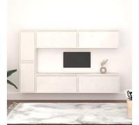Mobili Porta TV 6 pz Bianchi in Legno Massello di Pino Mobile Sotto Tv Mobile Per Tv Mobili Soggiorno Mobile Soggiorno Moderno per Sala Da Pranzo Sala Di Ricreazione Soggiorno Camera Da Letto