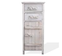 Rebecca Mobili Comodino Cassettiera 2 Cassetti 1 Anta Bianco Shabby 84x37x30 - RE4575