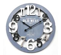 Mobili Rebecca Orologio a Muro Tondo Legno Grigio Bianco Moderno 55x55x4,5