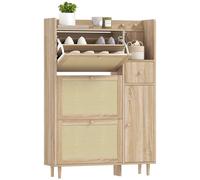 Mobili scarpiera Homcom con 3 cassetti pieghevoli con frontali in rattan di quercia