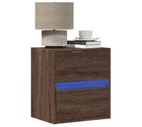 Mobili, tavoli, comodini, comodino a parete con luci a LED, rovere marrone