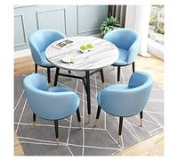 Mobili tavolo da pranzo e sedia combinazione ufficio reception tavolo rotondo soggiorno tavolo da pranzo design moderno 1 tavolo 4 sedie (colore: blu) (azzurro)