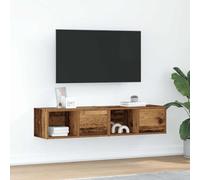 Mobili TV vintage effetto legno, mobili per soggiorno, mobile TV e unità di archiviazione a parete, 60 x 31 x 25,5 cm, materiale MDF resistente, 2 pezzi