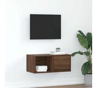 Mobili TV vintage effetto legno, mobili per soggiorno, mobiletto per TV, montaggio a parete, 60 x 31 x 25,5 cm, design elegante, 2 pezzi