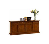 mobili2g MOBILI 2G - Credenza con 4 Porte 4 cassetti Arte povera Tinta Noce Scuro (1380)