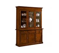 mobili2g MOBILI 2G - CRISTALLIERA 6 Porte in Legno Noce Arte POVERA L. 155 P.42 H.210 (381)