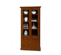 mobili2g MOBILI 2G - Vetrina 2 Porte Tinta Noce in Legno Arte povera 90 X 41 X 186