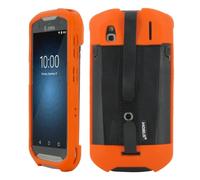MOBILIS Custodia per terminale Zebra TC51 TC52 TC56 TC57 con zampa di sequestro e porta penna, custodia rinforzata protezione militare, prodotta in Francia, Antimicrobico, arancione fluorescente