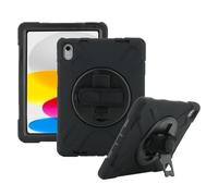 MOBILIS Custodia rinforzata con tracolla per iPad 11" 2025 (11th gen) iPad 10.9" (10th gen), custodia protettiva antiurto con treppiede rotante, colore: Nero