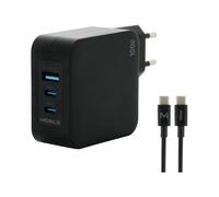 Mobilis Wall Charger 100 W 2 USB C+ 1 a GaN+ cable 2m 100W Caricabatteria 001365