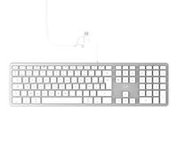 Mobility Clavier Filaire AZERTY per Mac - Design Ergonomico con Tasti Silenziosi - Bianco e Argento - Plug and Play - Ideale per Ufficio e Casa - Resistente agli Urti e agli Schizzi