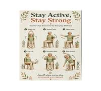 Mobility Exercise Chart Seated Stretching and Strength Poster for Seniors Home Care Therapy Room Canvas(Framed,08X12inch(20X30cm))
