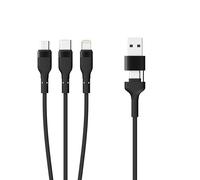 Mobility Lab Cavo 3 in 2 - USB-C, Lightning e micro USB - Cavo intrecciato, collegare 3 dispositivi contemporaneamente, Power Delivery, ricarica rapida 60 W, trasferimento dati veloce