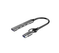 Mobility Lab - Hub 2 in 1 USB o USB-C - 3 porte USB-C e 1 porta USB - Design molto sottile - Trasferimento dati ultra veloce - Compatibilità macOS e Windows