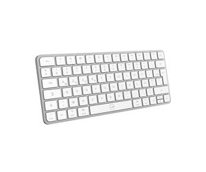 Mobility Lab - KMP2000W Mini - Tastiera Mac Mini Wireless Multi-Connessioni - AZERTY, ricevitore USB 2.4 Ghz + 3 Bluetooth, 12 scorciatoie multimediali, ricarica rapida tramite USB-C - Mac